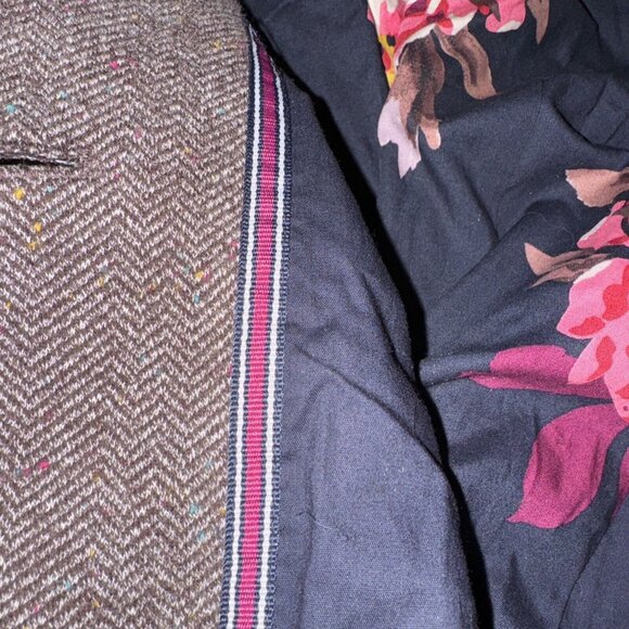 Joules Women’s Tweed Blazer Womens 10 Brown Herringbone Country Jacket Vintage - Picture 11 of 12
